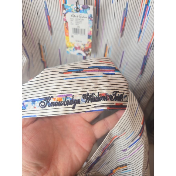 Robert Graham Mens Long Sleeve Button Up Shirt Multi Color Stripe Print Size 2XL - Picture 6 of 8